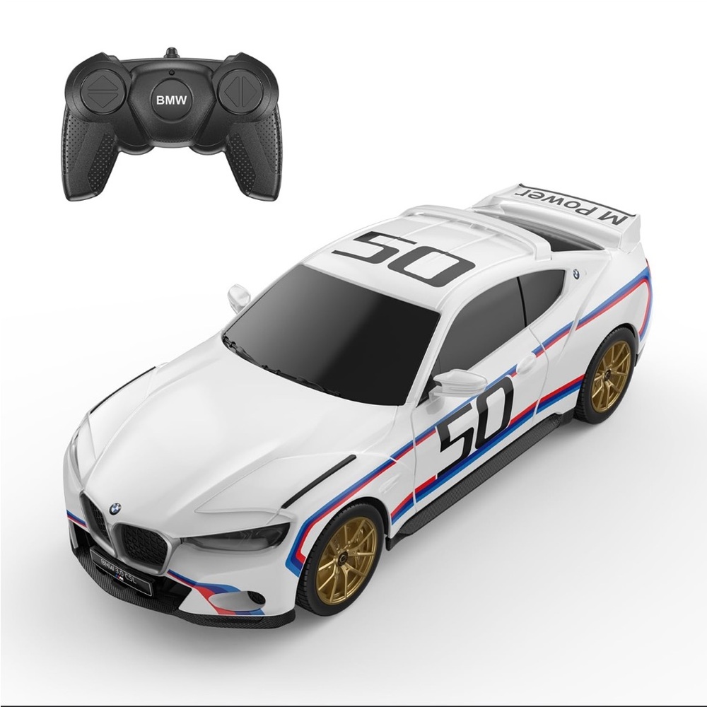 BMW White RC Car with Gold Wheels